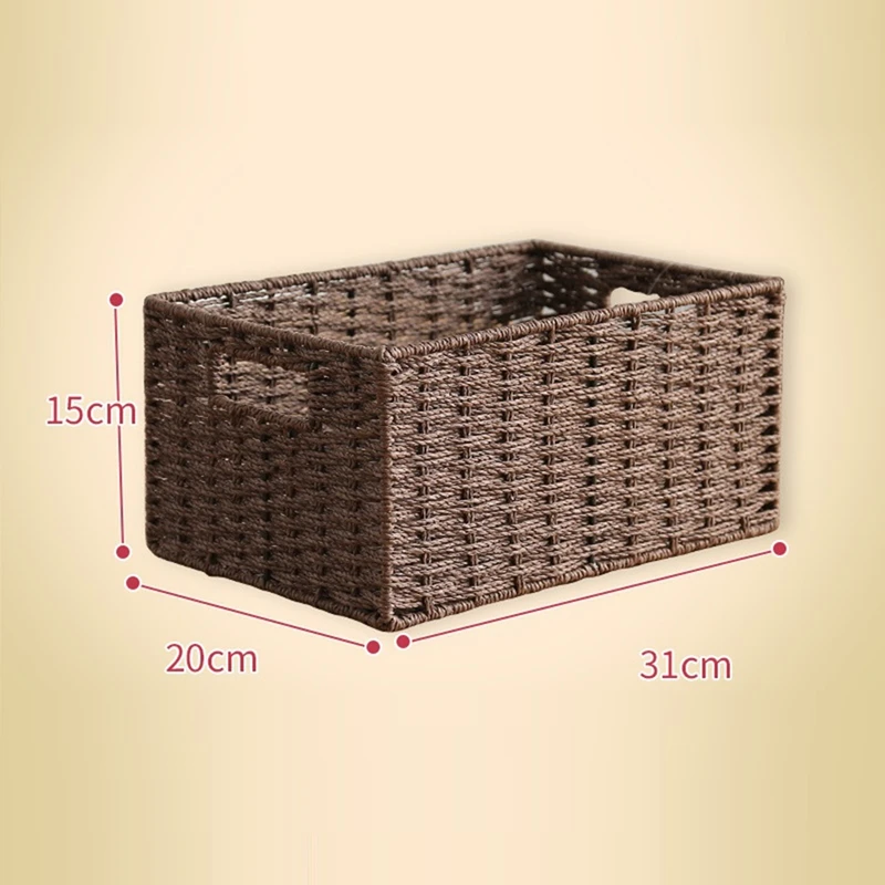 Woven Storage Basket Basket With Built-In Handle Paper Rope Basket