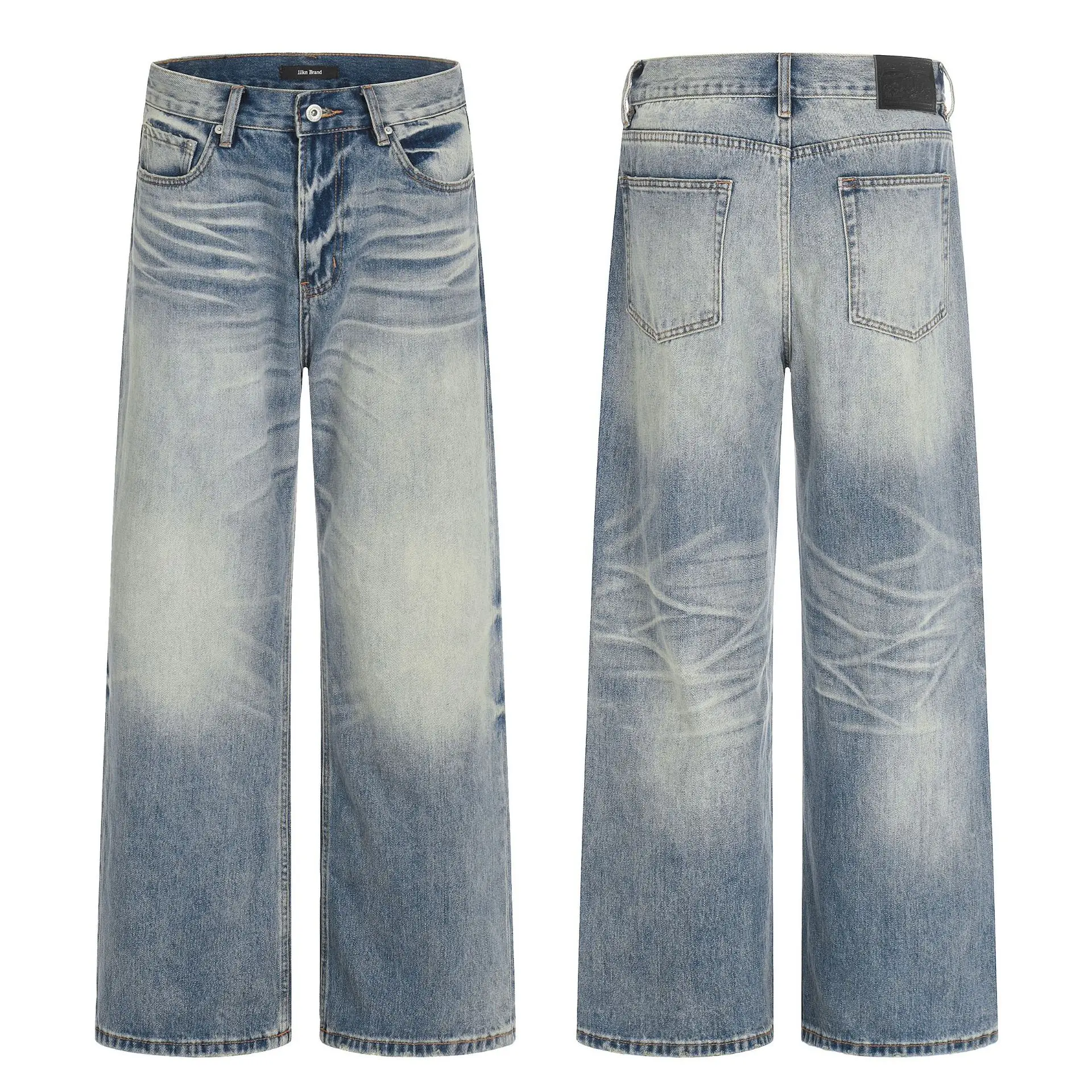 

American Retro Jeans Washed out Loose Straight Leg Pants Men Women Casual High-End Feeling Classic Blue Denim Jeans