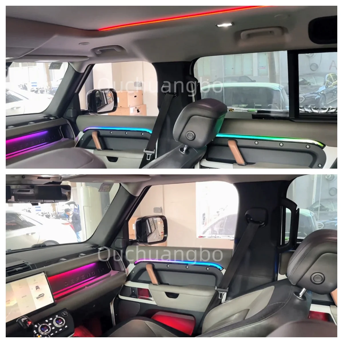 Ouchuangbo Ambient Light for 2020-2025 Defender L663 LED Kit RGB 64 Colors Dynamic Symphony Atmosphere Upgrade Accessories