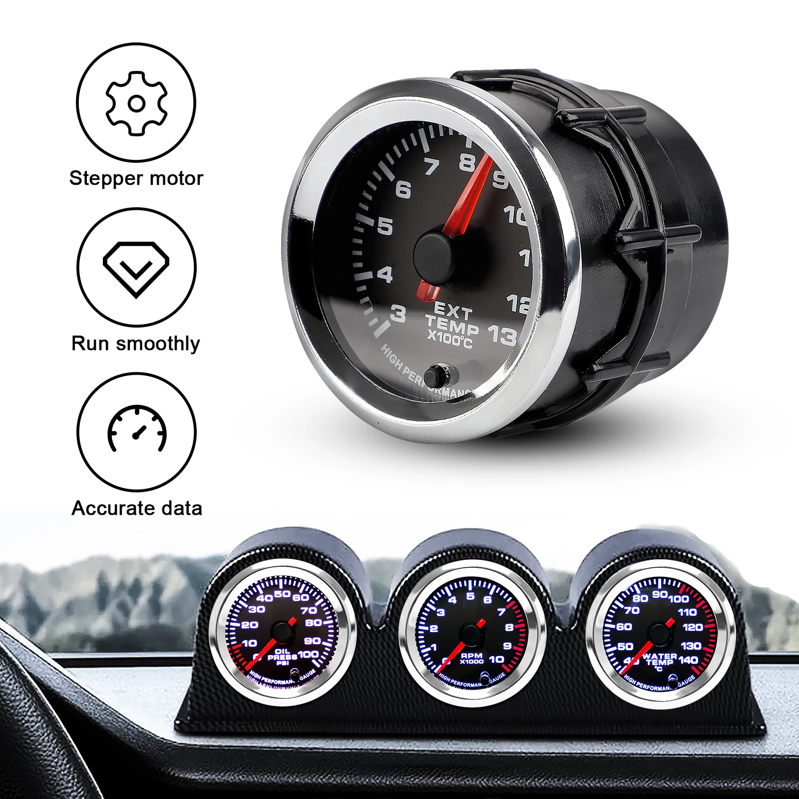 New 12V 52mm 7 Colors Car Boost Water Temperature Oil Temperature Oil Press Air fuel ratio Voltmeter EGT Tachometer RPM Gauge