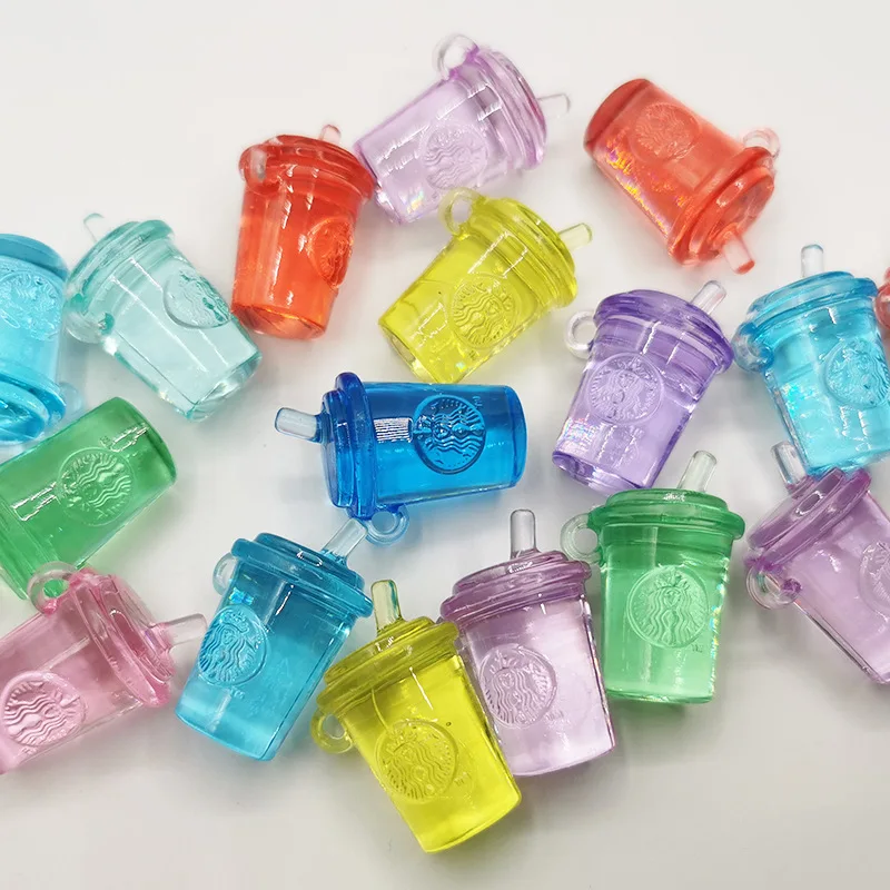 Camal 10pcs Acrylic Decorative Mini Milk Tea Cup Tabletop Shaped Ornament DIY Ornament Children\'s Child Cartoon Toy Decoration