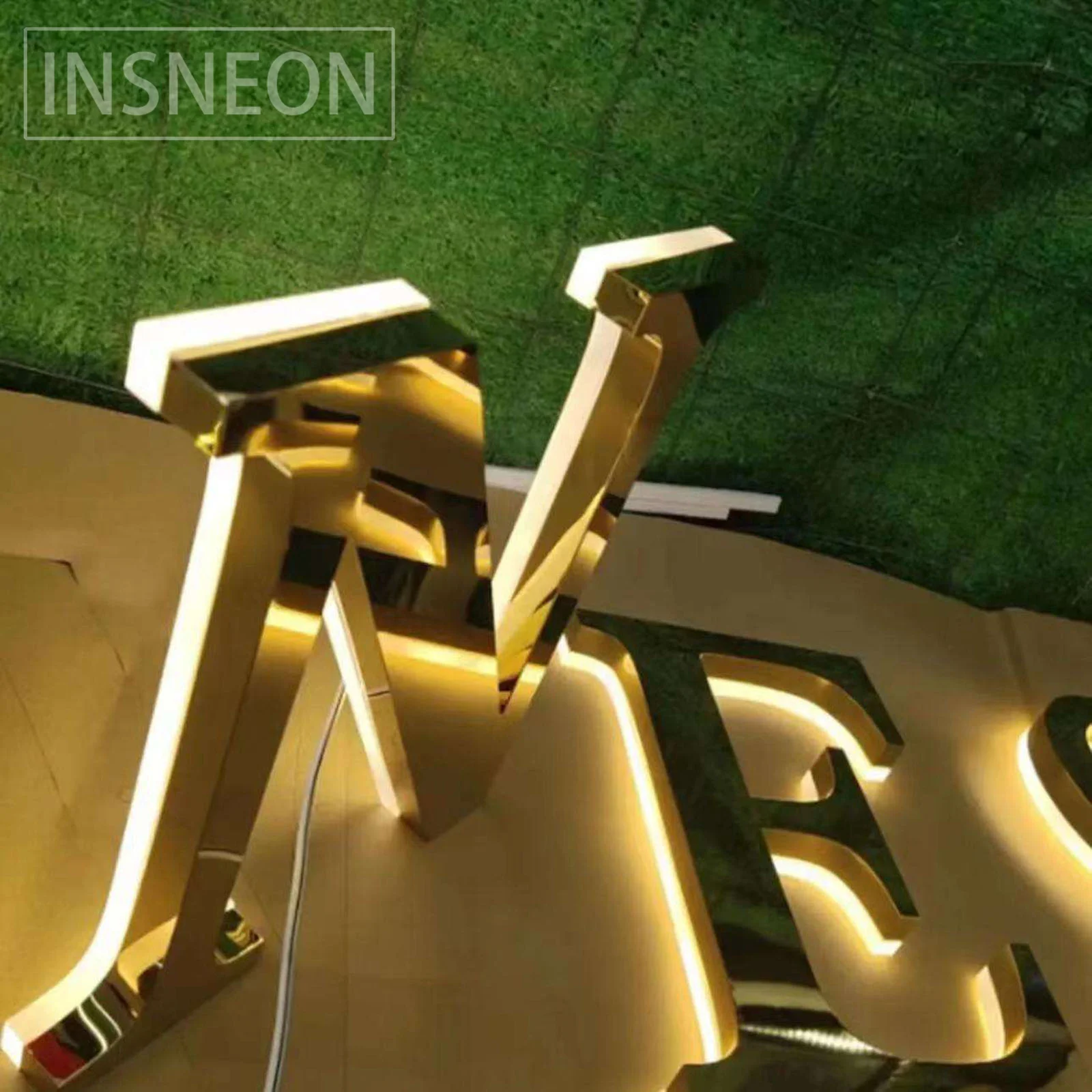 Letrero de logotipo LED de Metal 3D personalizado, letrero de acero inoxidable, personaje luminoso, iluminación trasera para exteriores, letreros de tienda, letrero de negocios