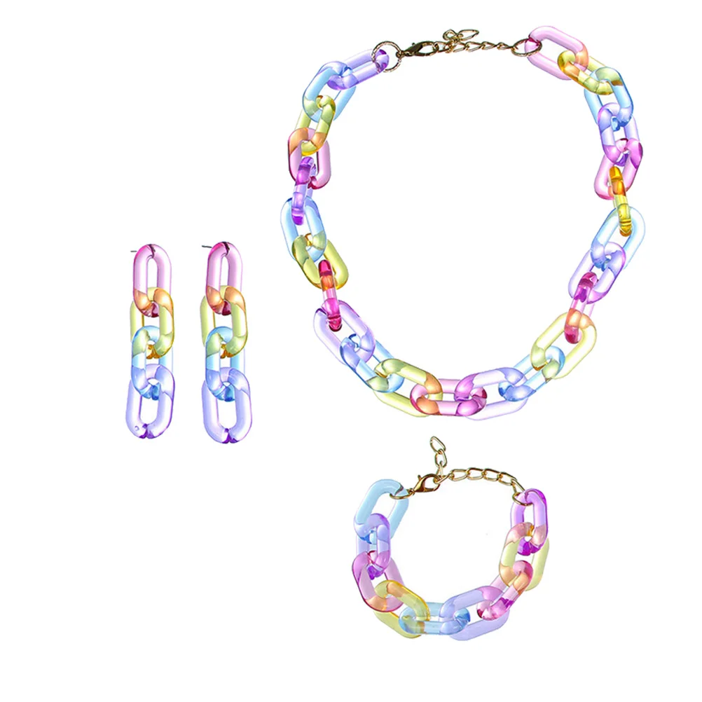 

Colorful Acrylic Necklace Earrings Paper Clip Chain Necklace Girls Girl Jewelry Accessory Chain Paper Clip Decor