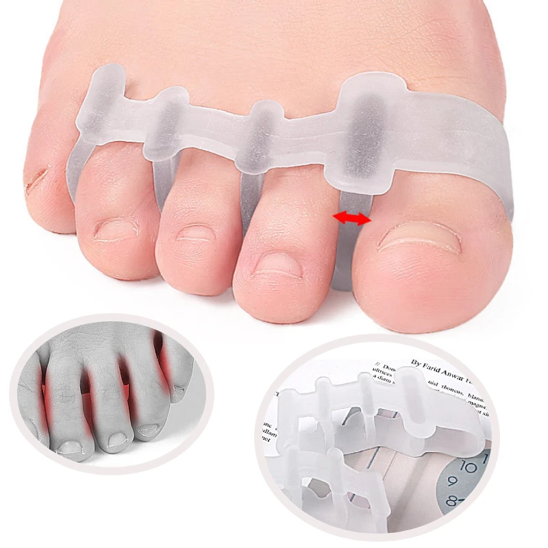 

2pieces=1pair Gel Thumb Toe Separators Silicone Hammer Toe Protector Hallux Valgus Bunions Foot Care Straightener Corrector