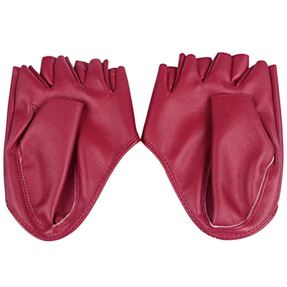 Fashion Lady Faux Leather Half Finger  Gloves Driving Pole Dancing Show Gloves