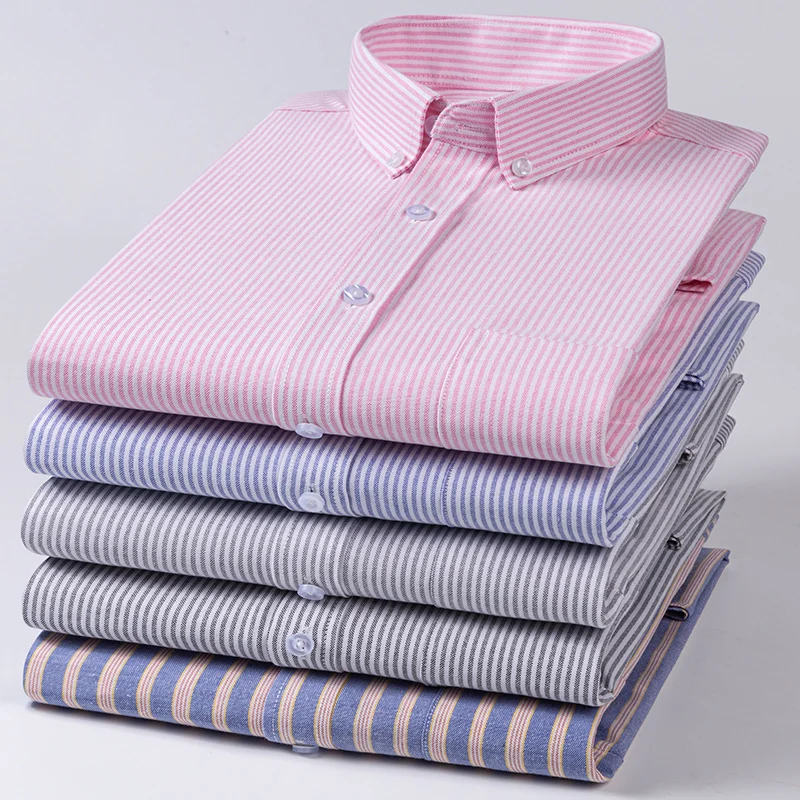 Camisa de algodón Oxford para hombre, camisa de manga larga para el trabajo, ropa Social Formal, Tops con cuello vuelto, primavera y otoño, 5XL