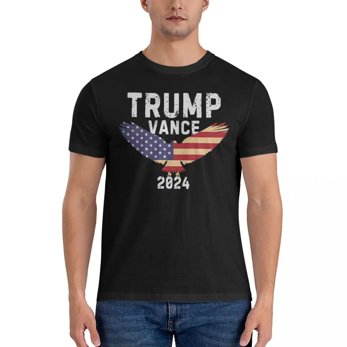 Novelty Trump Vance T Shirt Men Cotton Short Sleeve President Election Vote Trump Shot O-neck Summer Clothes