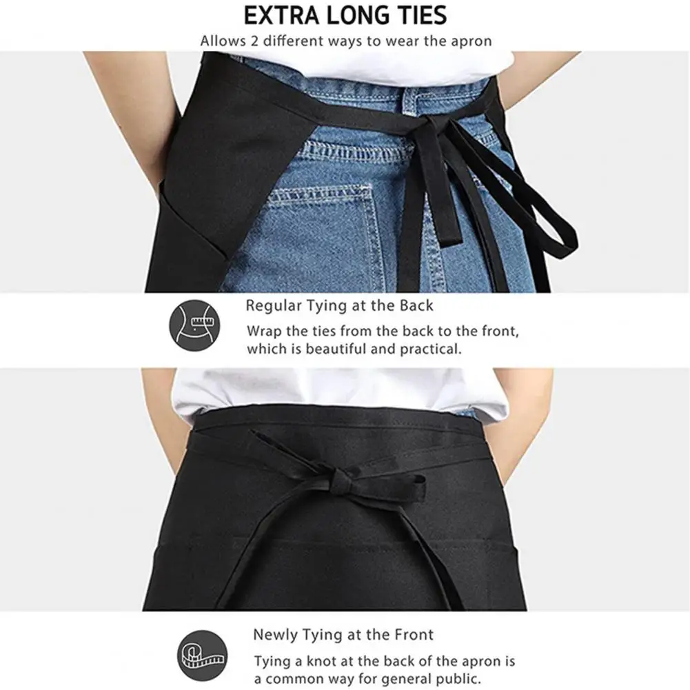 

Adjustable Belt Apron Waterproof Black Half Apron with Pockets Adjustable Strap for Men Women Kitchen Cafe Restaurant Bakery