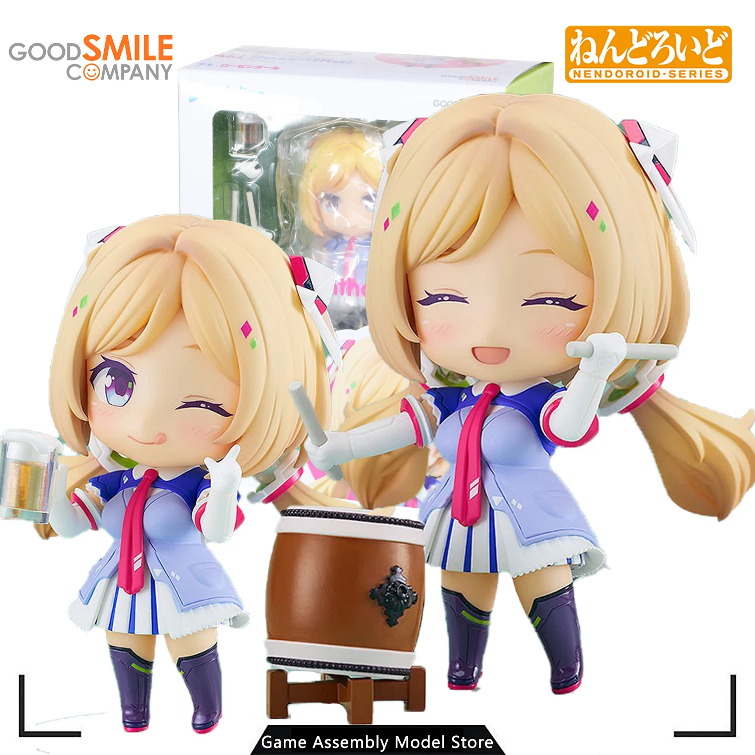 

100% Original Genuine GSC Anime Action Figure Hololive Nendoroid Aki Rosenthal Assembled Model Kit Collection Toys100mm