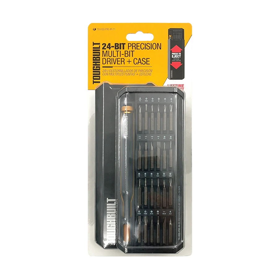 TOUGHBUILT 24 in 1 Precision Screwdriver Set with Case Phone PC Camera Repair Tool Multi Size TB-H5S-PRE-M-11