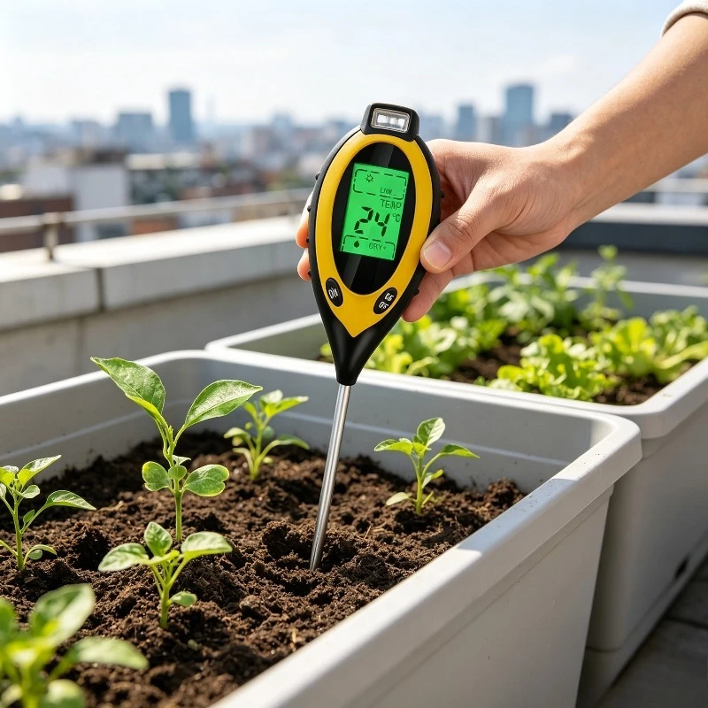 LCD Display Professional 4-in-1 Soil Tester PH Moisture Temp Solar Light Intensity Measuring Instrument For Gardening