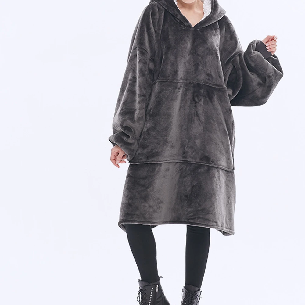 

Large Casual Lazy Blanket Winter 2024 Women Hoodies Warm Sweatshirt Long Sleeves Oversize Flannel Blanket with Pockets