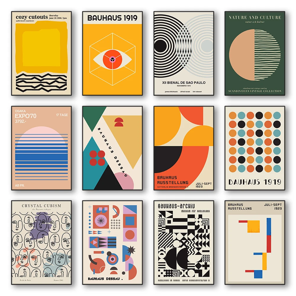 1 Stück rahmenloses Leinwandgemälde, moderne abstrakte Architektur, Wandkunst, Poster, Drucke, Bauhaus, nordische Ästhetik, Leinwandgemälde, Bild