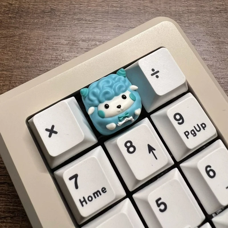 Cute Sheep Cartoon Keycaps Custom Key Caps 3D Resin Personalized Artisan Gaming Keycaps for Mechanical Keyboard Accessories Gift