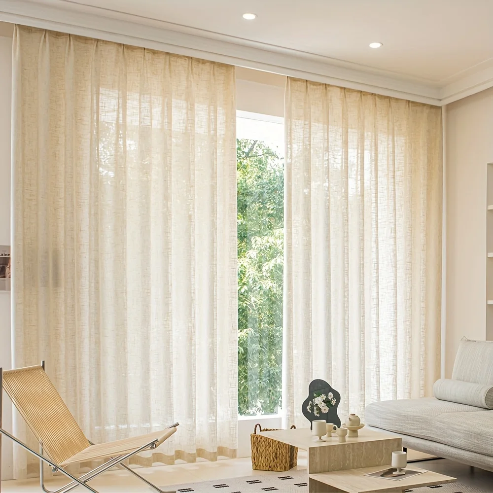 1 Stück Minimalistischer Verdickter Fenstervorhang, Halbtransparente Gardine für Wohnzimmer, Schlafzimmer, Esszimmer, Heimbüro, Eleganter Stil