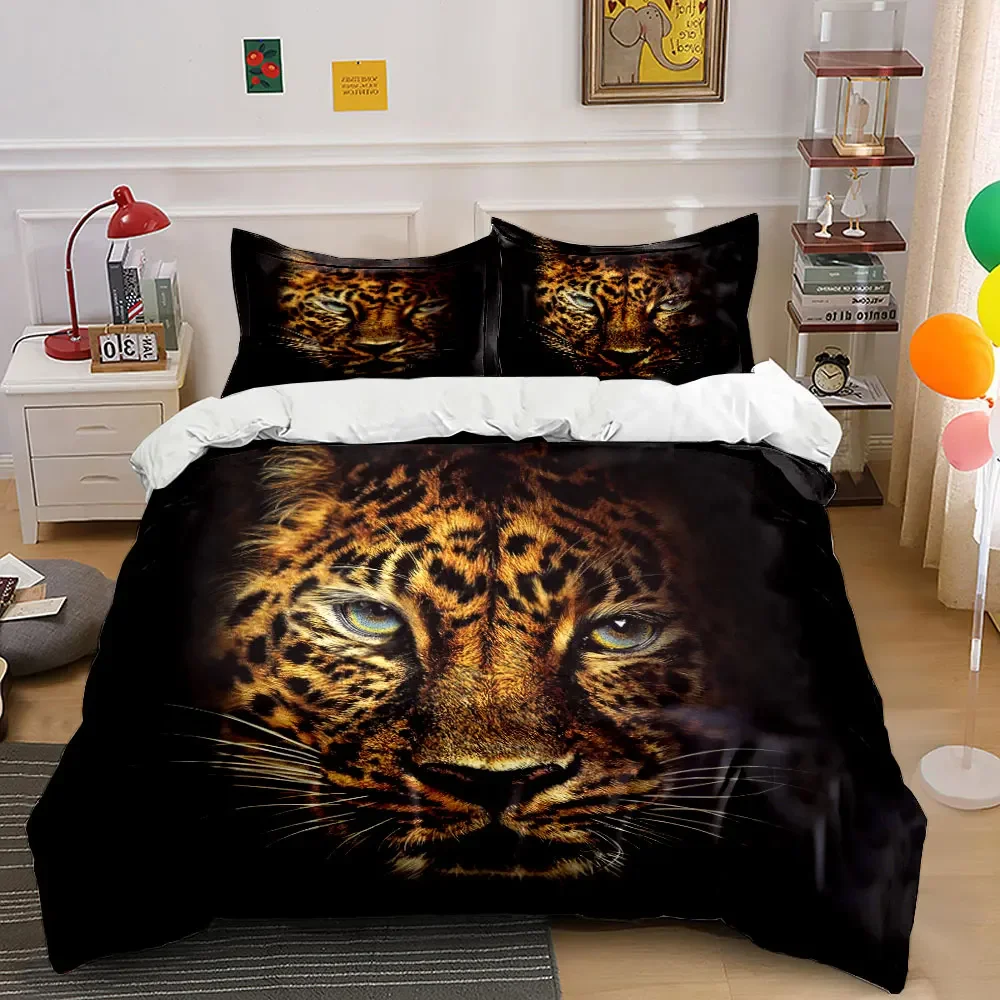 "Leopard-Themed Home Decor Set" Multiple sizes kid's and adults' bedroom Exquisite 3PC bedding set, gift