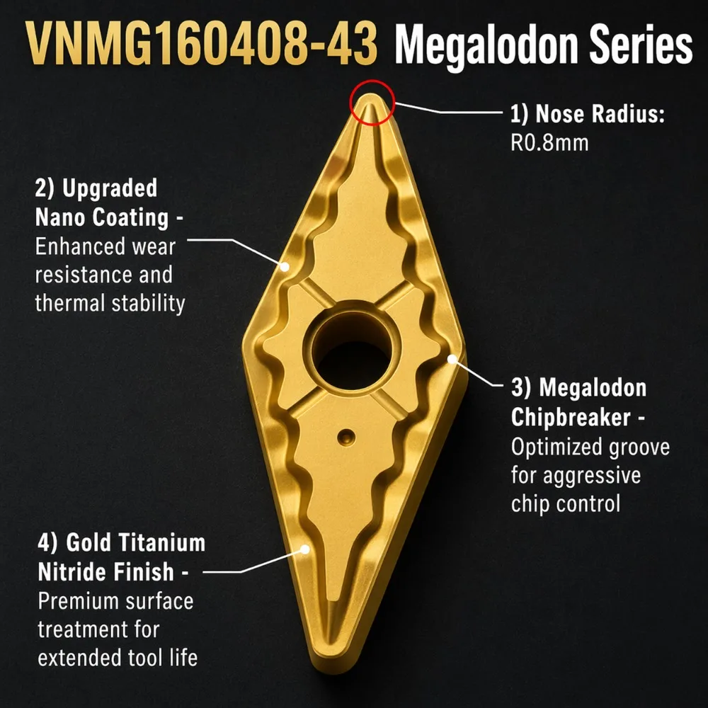 VNMG160408-43 Cutting Tool DNMG  High Quality CNC LatheTool Upgraded Nano Coating