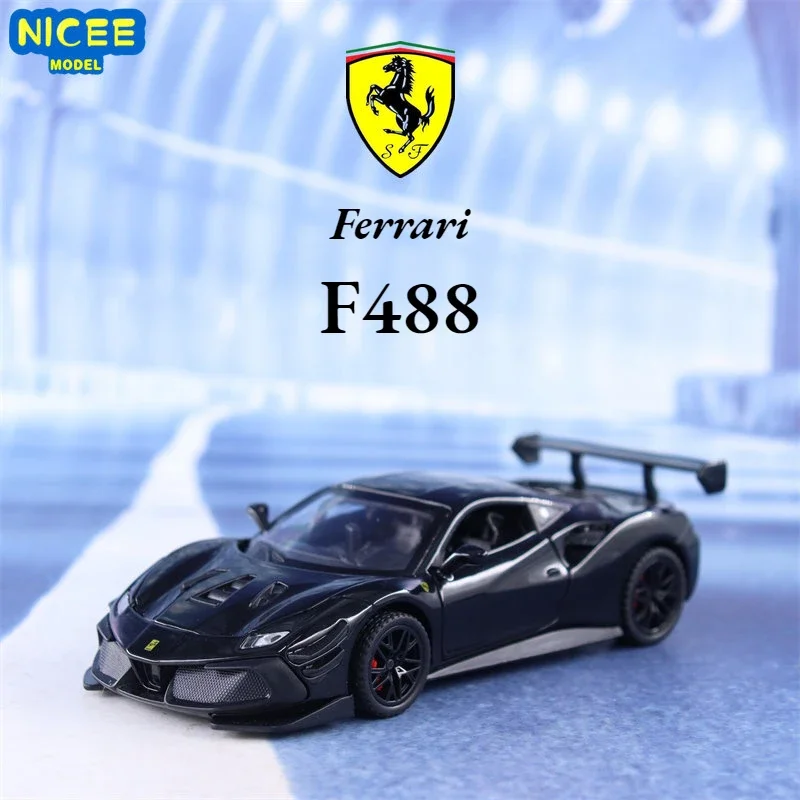 1:32 Ferrari F488 sports car High Simulation Diecast Metal Alloy Model car Sound Light Pull Back Collection Kids Toy Gifts A570