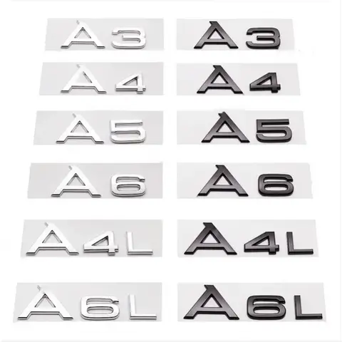 3D ABS 블랙 실버 A1 A3 A4 A5 A6 A7 A8 A4L A6L A8L Q2 Q3 Q5 Q7 Q8 30 40 TFSI TDI 자동차 엠블럼 뒷 트렁크 스티커 배지 아우디
