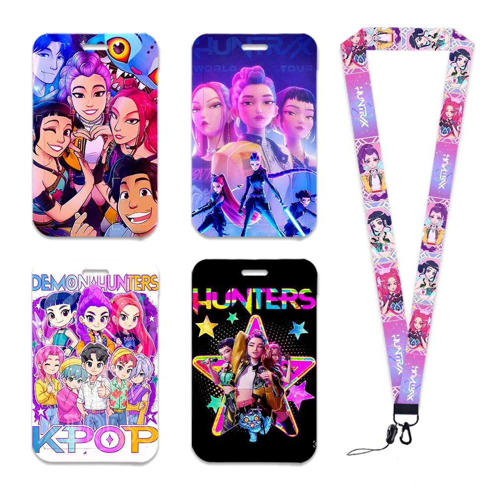 

K Pop Hot Selling Hunte R Card Holder Work Permit Name Badge with Keychains Student Id Card Lanyard Holder Accessories
