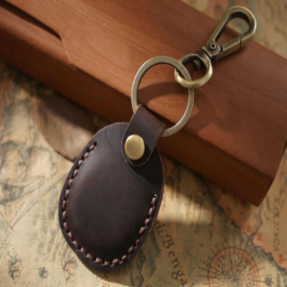 كيرينغ ل Airtags واقية حالة الرجعية عالية الجودة الجلود المفاتيح ل أبل مكافحة خسر المقتفي محدد جهاز الملحقات