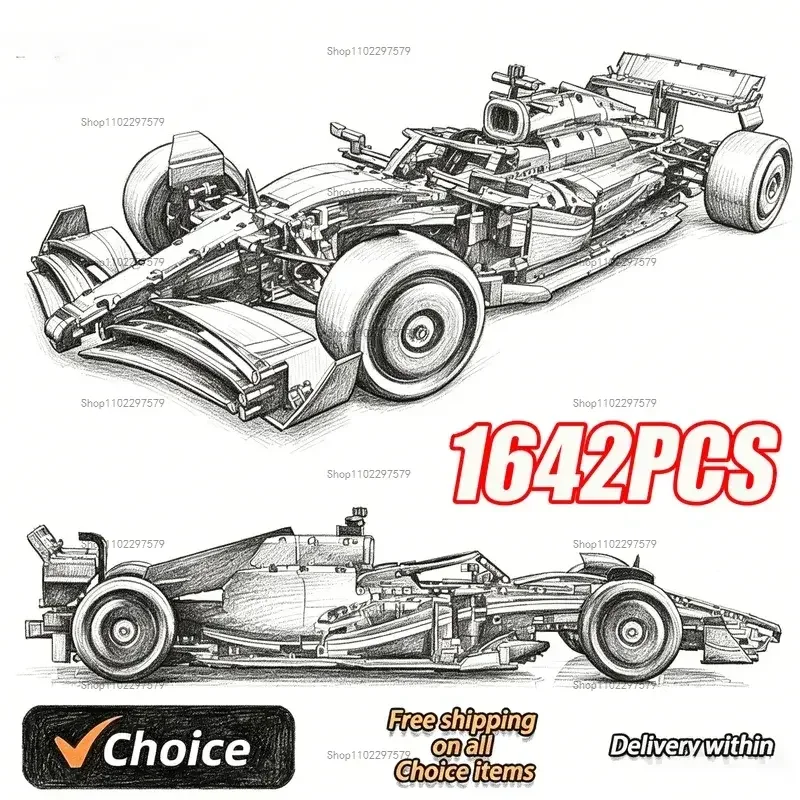 Brand New 1:8 Scale 67CM Technology 1642PCS Performance Racing Car Speed Champion Detailed Build Blocks Car Model Vehicle Toy Me