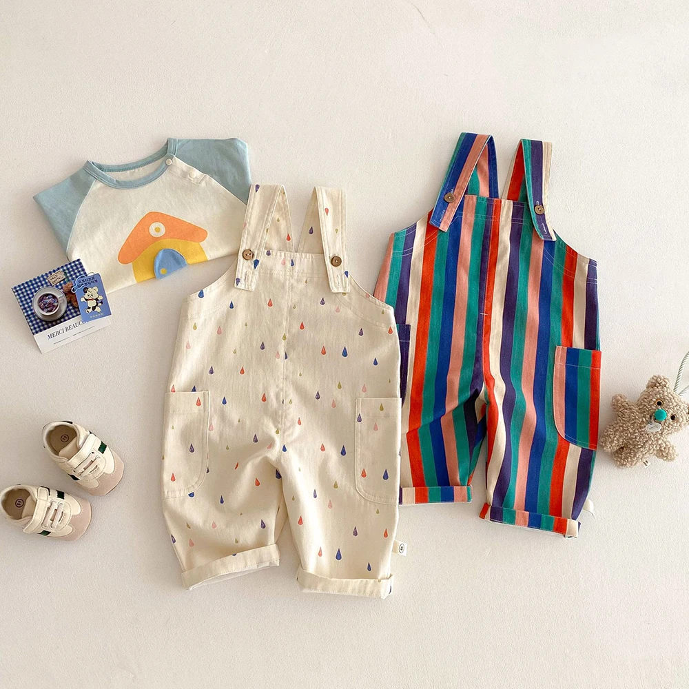 2023 Lente Nieuwe Kinderkleding Mode Overalls Polk Dot Jumpsuits Gestreepte Overalls Kinderen Speelpak