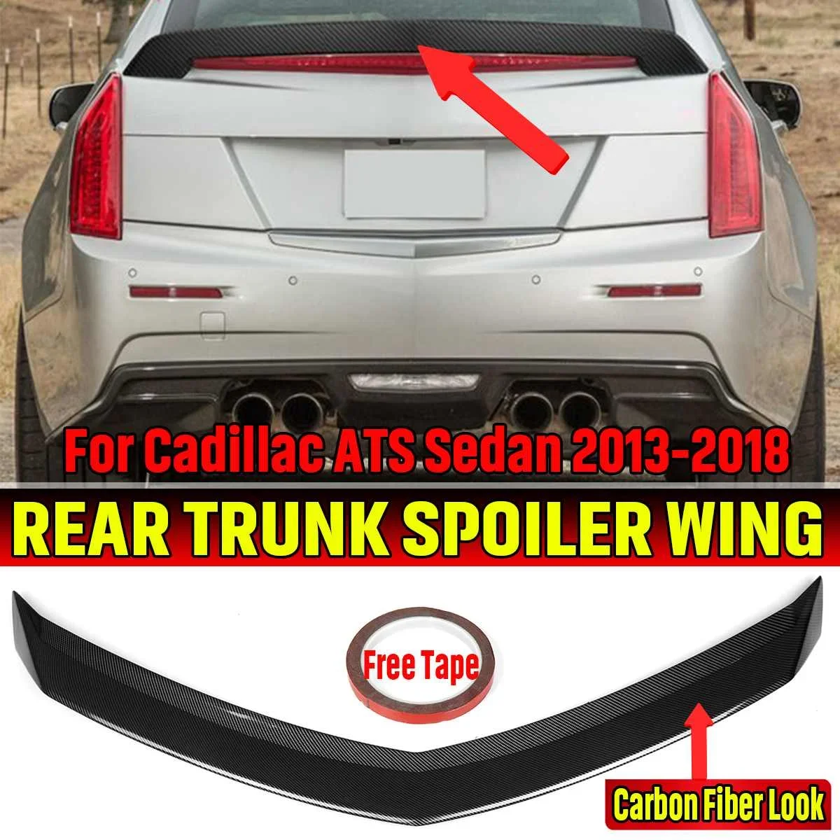 

New Car Rear Spoiler Wing Lip Extension For Cadillac ATS Sedan 2013-2018 Rear Lip Spoiler Rear Trunk Lip Boot Wing Lip Body Kit