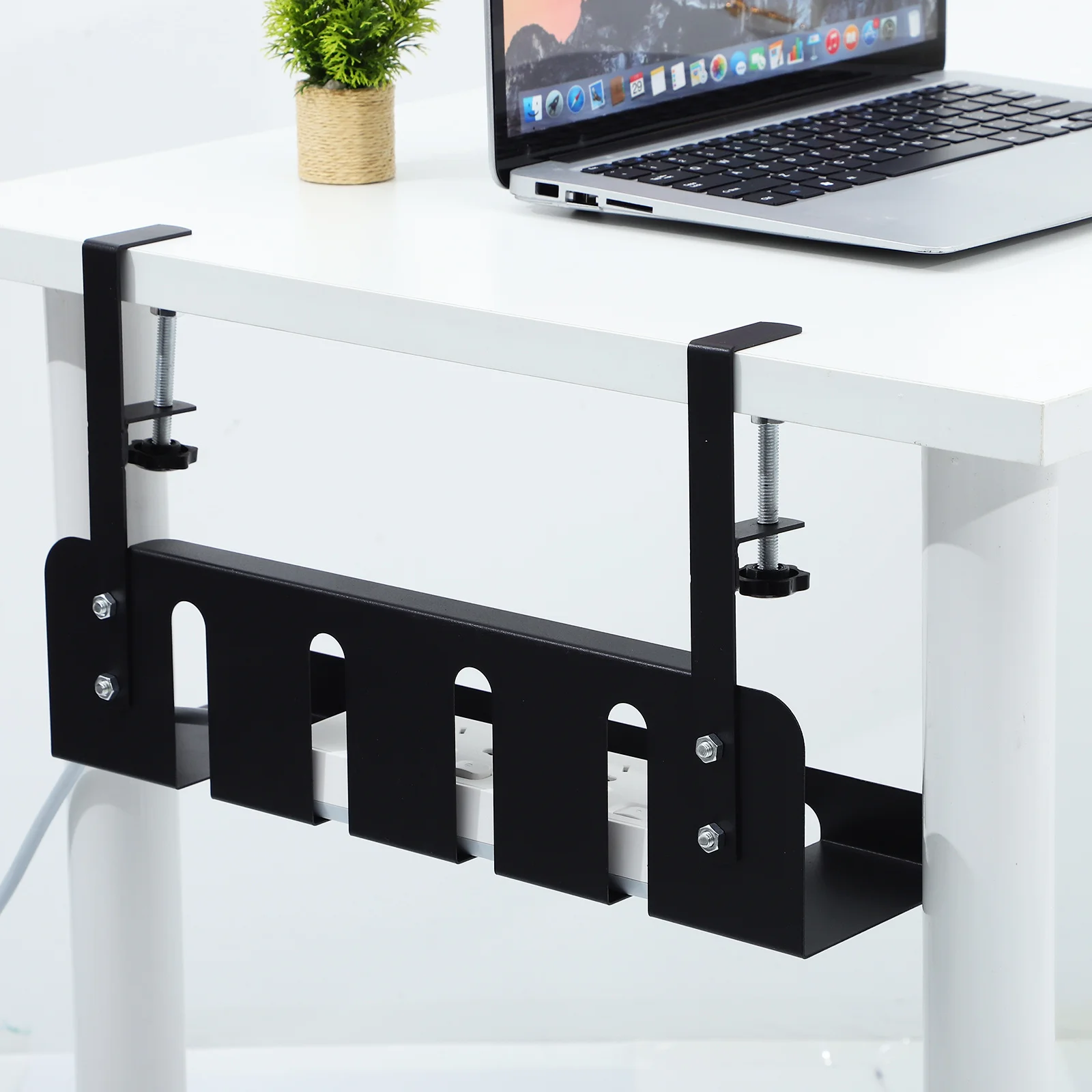 رف كابل حديدي لإدارة الكابلات تحت المكتب، منظم سلك درج مكتب قابل للفصل لإدارة أسلاك الكمبيوتر والهواتف اللوحية