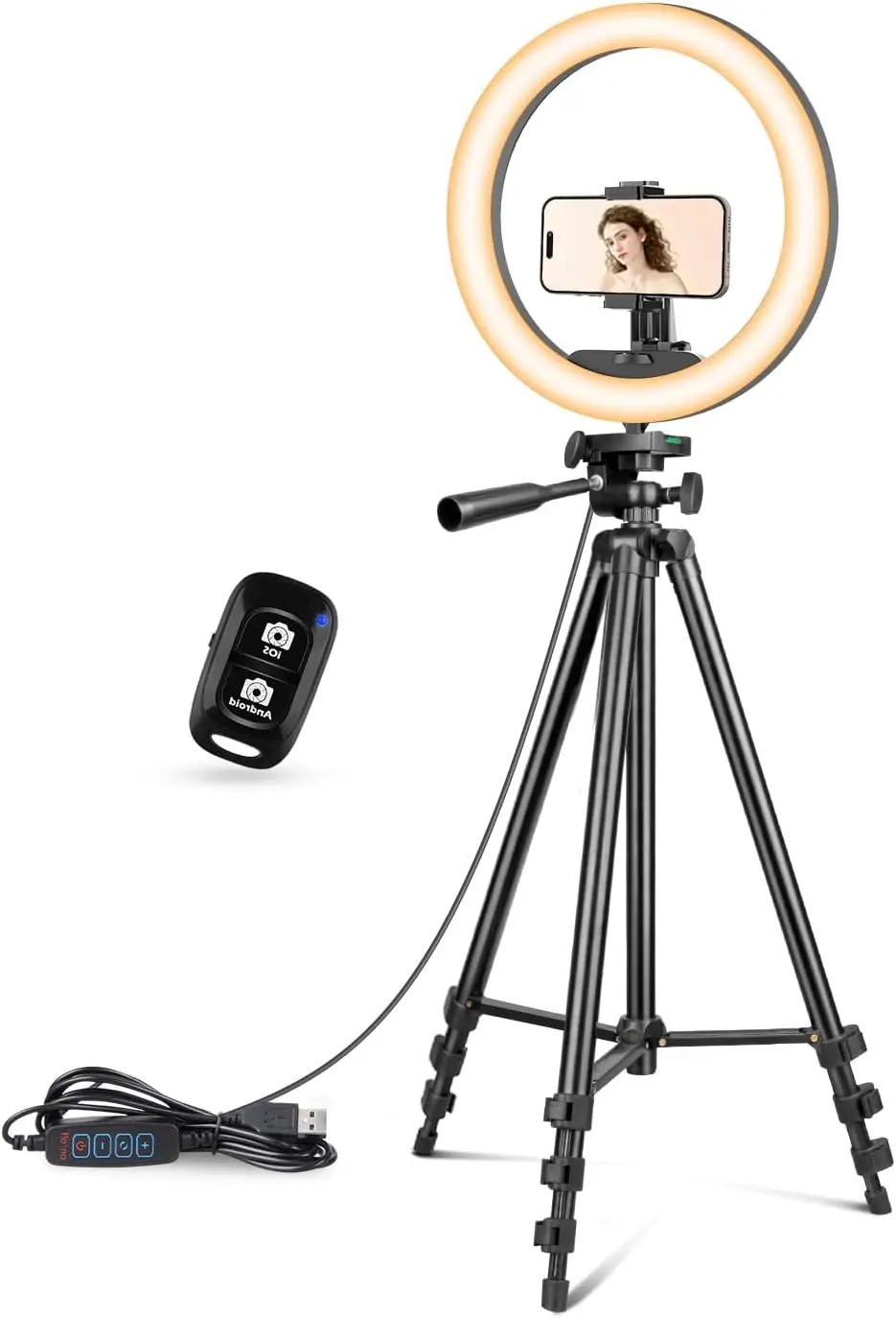 

12 inch Ring Light with Stand, Selfie Ring Light with 50" Extendable Tripod Stand & Phone Holder for Live Stream/Makeup/