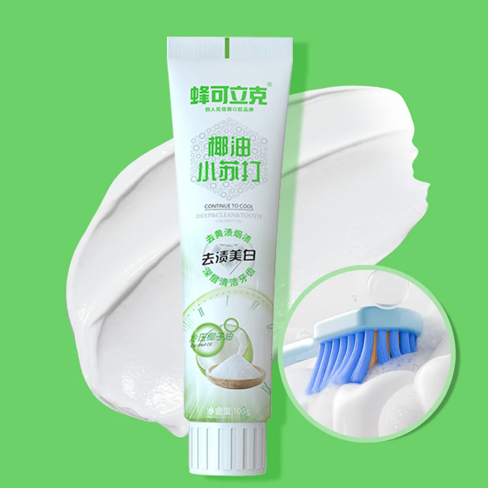 Dentifrice à l'huile de coco avec bicarbonate de soude, élimination des taches, blanchissant, sans f