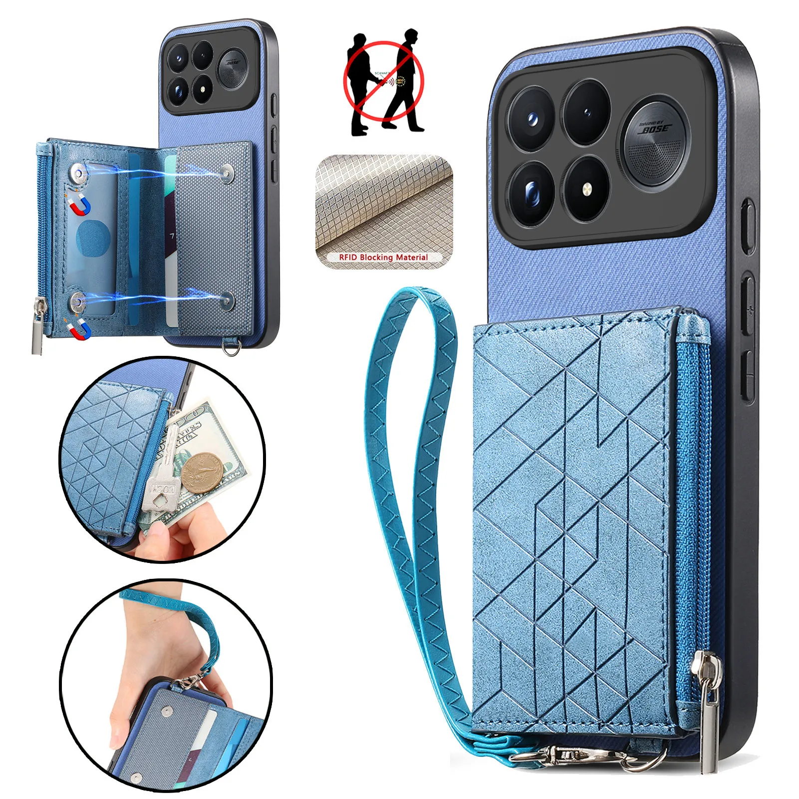 Luxury Zipper Wallet Leather Cards Holder Phone Case For POCO F9 Ultra Skin-Friendly Shockproof Protection Back Case Accessories