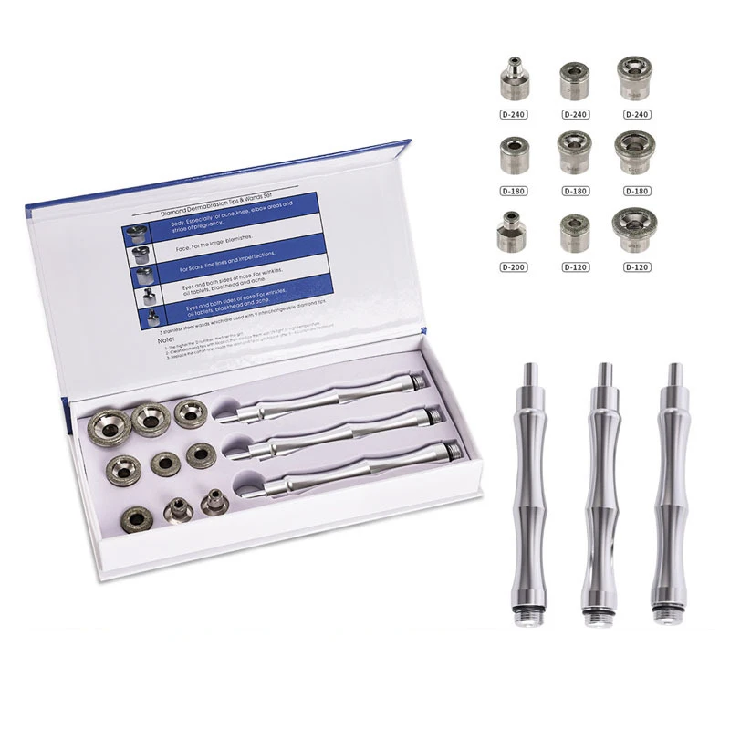 Peças diamante microdermoabrasão dermoabrasão acessórios de substituição para peeling facial cuidados com a pele 3 varinhas 9 dicas