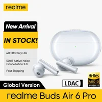 Versión Global realme Buds Air 6 Pro auricular Bluetooth 5,3 20H batería de alta resolución LDAC 50dB reducción de ruido 2,0 auriculares inalámbricos