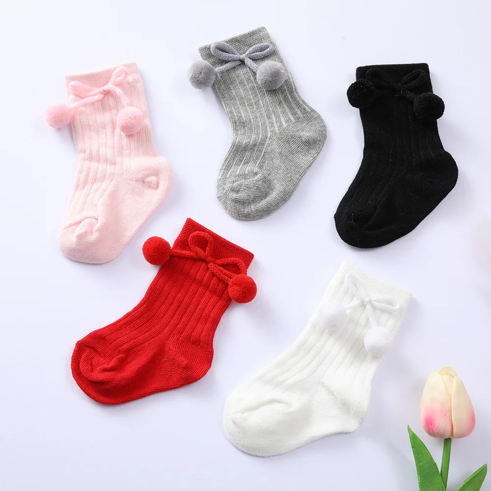 Baby Middle Tube Socks Kids Toddlers Girls Cute Bow Soft Cotton Baby Socks Bowknot Christmas Socks 6-18Months Baby Girl Socks