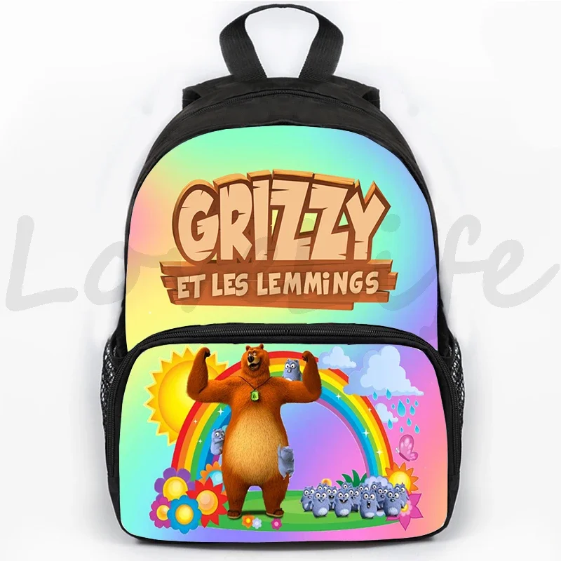 Grizzy And The Lemmings Backpack Girls Boys School Bag Students Cartoon Rucksack kids Mochila Sunlight Grizzly Bear Backpacks