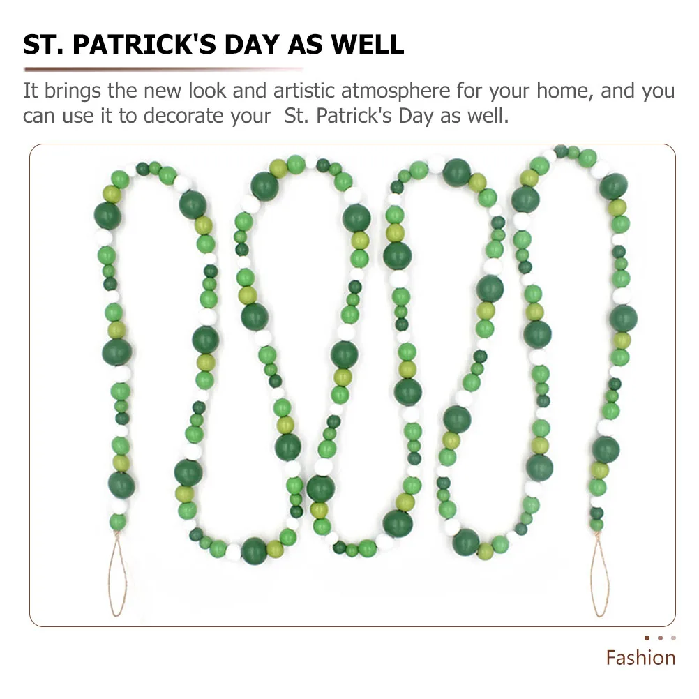 

Green Beaded Decoration Hanging Garland Wood Saint Patrick Day Party Pendant Home Decor Wooden Beads String Reusable