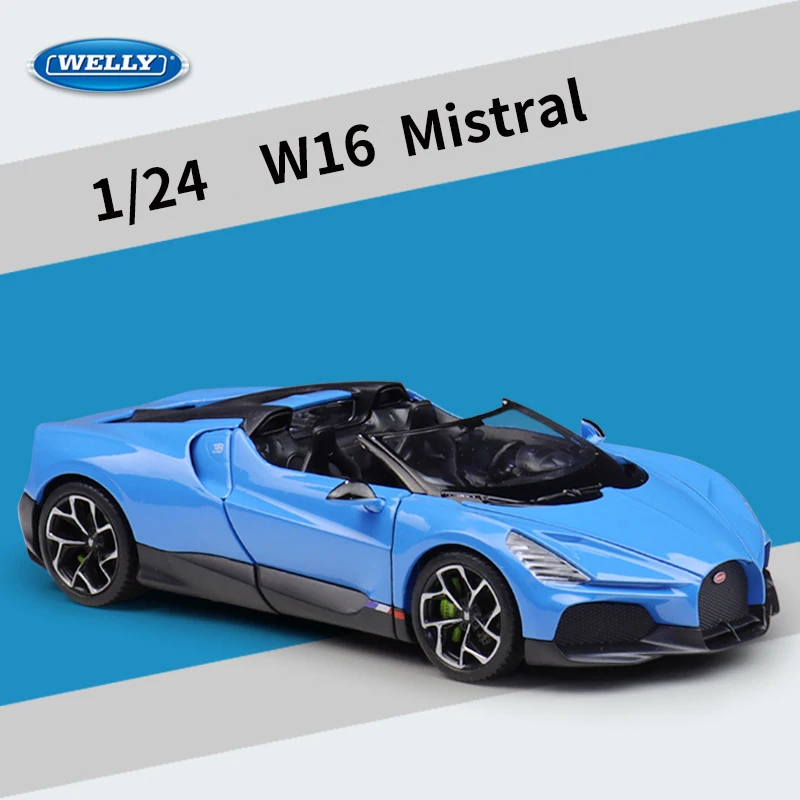 WELLY 1:24 Bugatti W16 Mistral Supercar Legering Auto Diecasts & Toy Vehicles Automodel Miniatuur Schaalmodel Auto Speelgoed voor kinderen