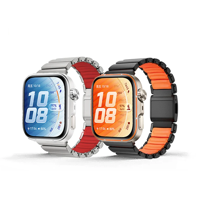 Luxus Titan Metall Silikon Magnetarmband für Huawei Watch Fit 3 4 5 Sportarmband für Huawei Watch Fit 4Pro 5Pro Gummiband