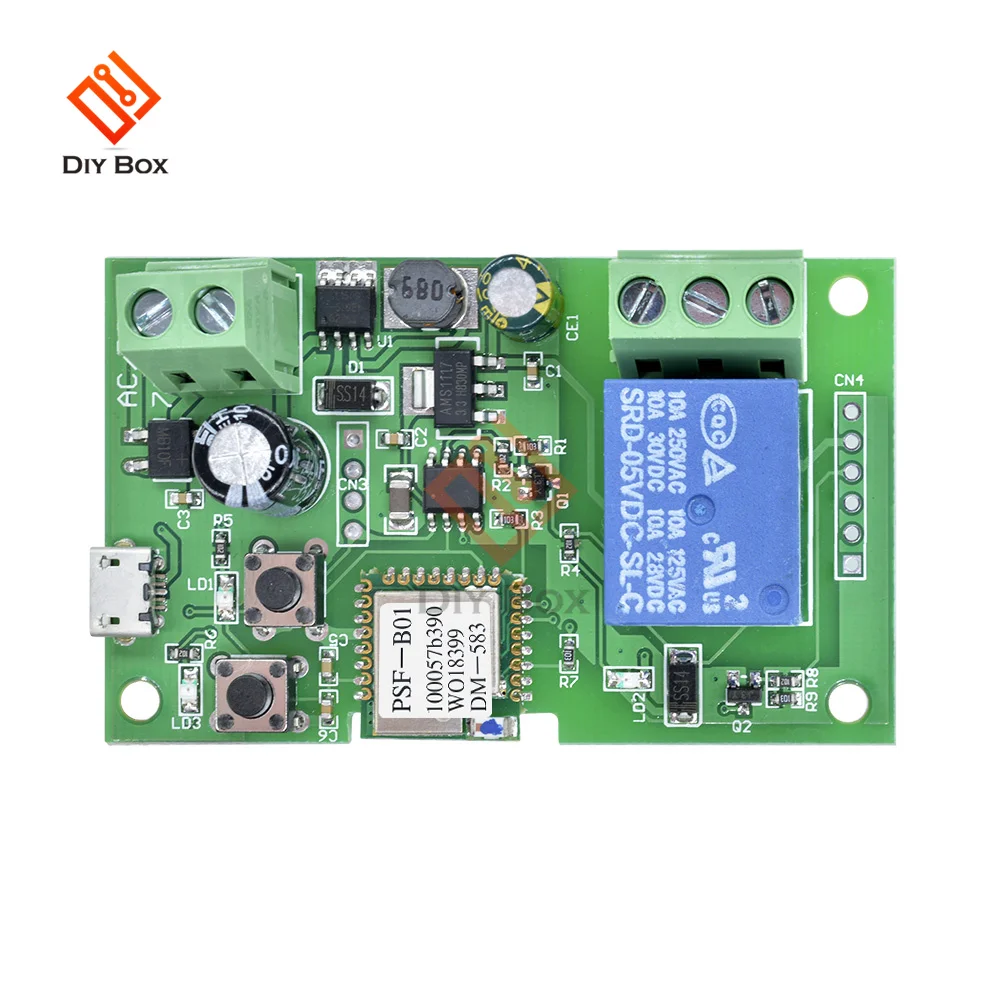 DC 5V 7V-32V 1 Channel WiFi Remote Control Relay Switch Module Supports 433MHZ Remote Control For EWelink APP System