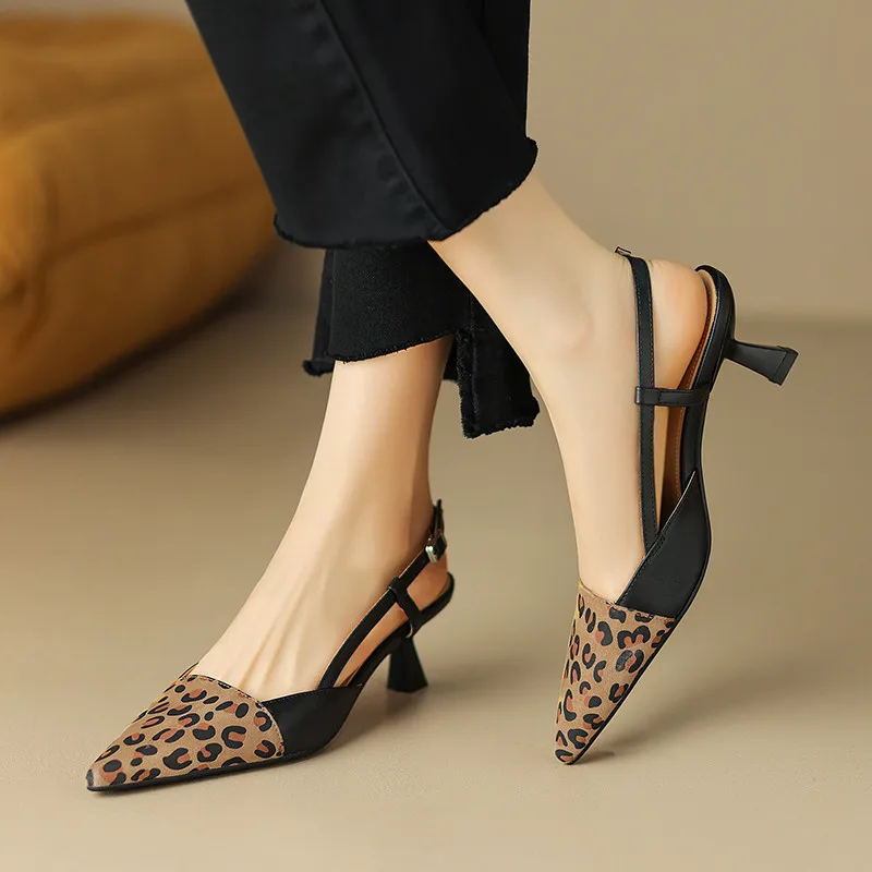 FEDONAS Sexy Fashion Spring Summer Women Sandals Party Prom Office Pointed Toe Thin Heels Pumps Genuine Leather Shoes Woman