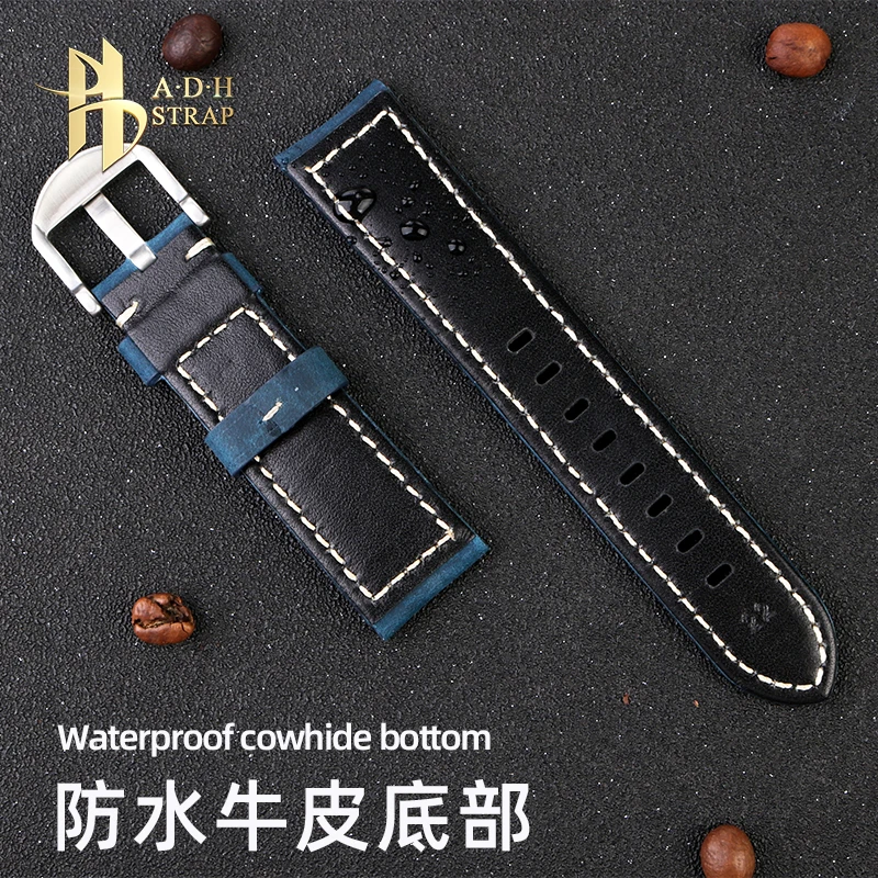 Ремешок Матовый Мужской для наручных часов, винтажный кожаный браслет для Гамильтона Tissot Longines Luminox Crazy Horse, 20 22 24 26 мм