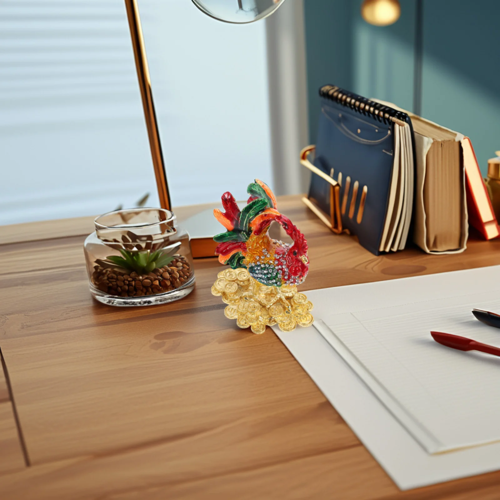 

Hand Painted Rooster Jewelry Box Zinc Alloy Hinged Trinket Keepsake Storage Decorative Home Accent Rooster Jewelry