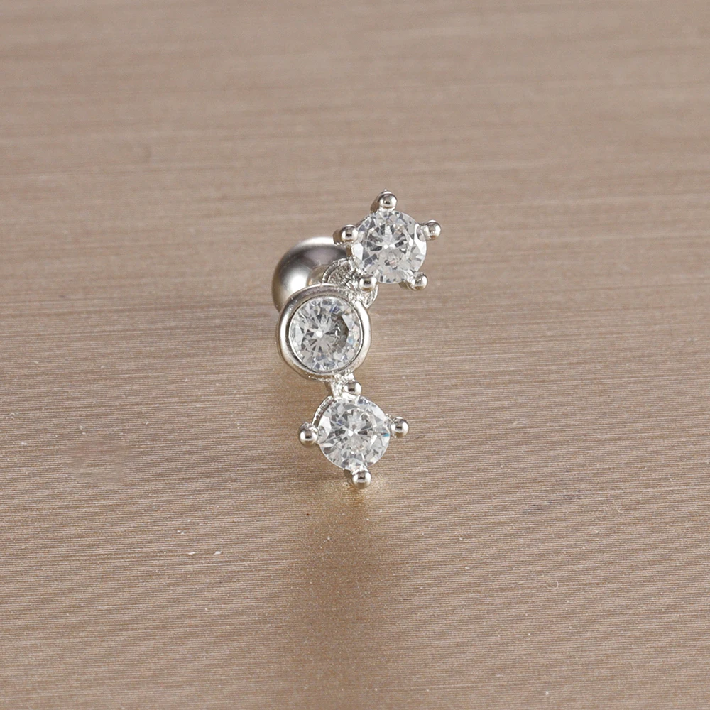 Mini Zircon Cartilage Piercing Stud Earring, 6 Styles