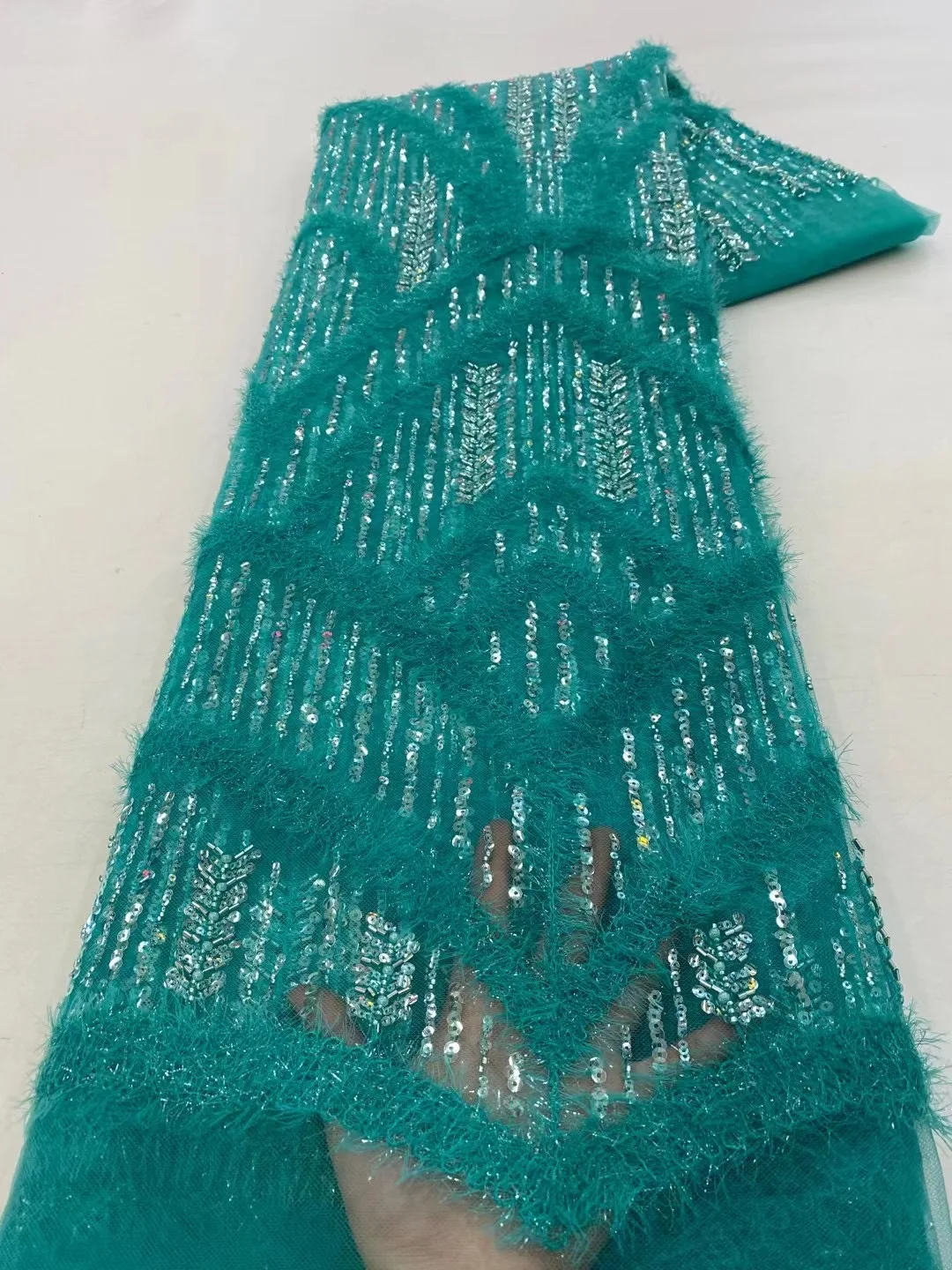 

African 3D Flower Beaded Lace Fabric 2023 High Quality French Tulle Mesh Lace Bridal for Nigerian Wedding Dress Sewing CXZ5526