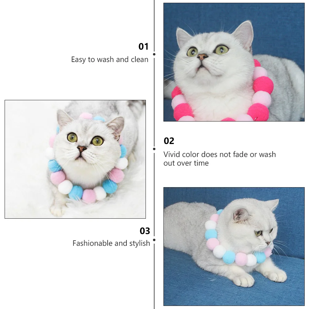 

2Pcs Pet Cat Dog Collar Necklace Ball Design Festival Birthday Gift Vivid Color Does Not Fade Easy Clean Fashionable