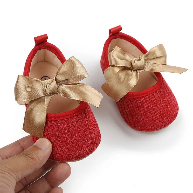 Zapatos de suela suave con nudo de mariposa para niña, zapatos de princesa antideslizantes para Primavera, 0 a 18 meses