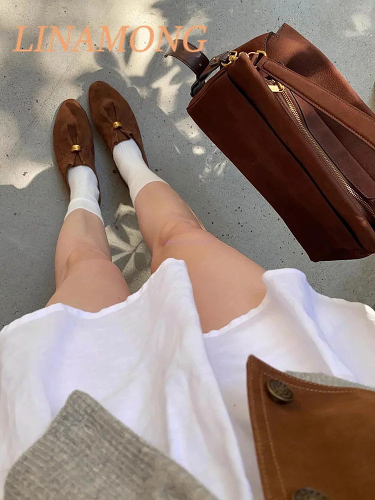 أحذية مسطحة كلاسيكية من الجلد البلوري، أحذية كسول جديدة بقدم واحدة، أحذية فردية بسيطة ومتعددة الاستخدامات بلون القهوة