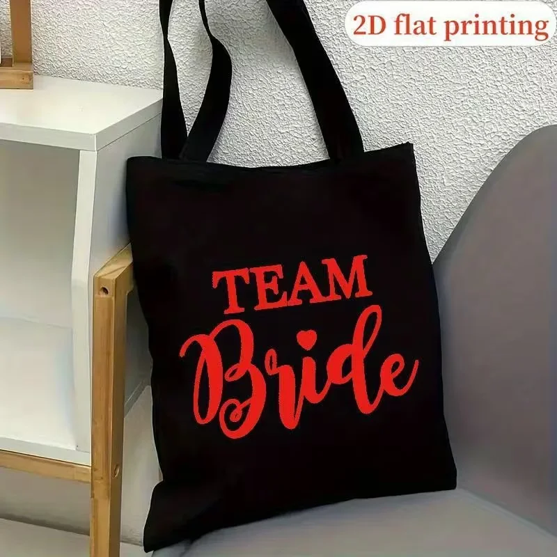 

Bride & Team Print Wedding Party Design, Lightweight Durable Shoulder Bag for Bride Squad, Bridesmaids, Casual Everyday Use