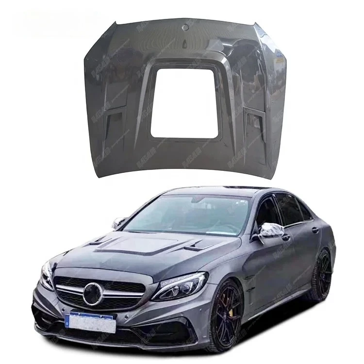 

W205 Carbon Fiber Auto Parts Car Hood Bonnet For Mercedes Benz C Class W205 Transparent Engine Hood